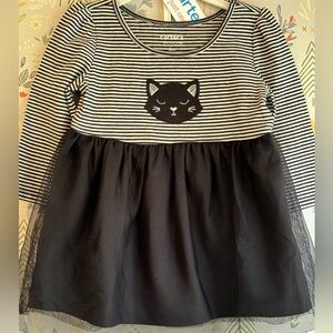 NWT Carters Baby Girl Black Kitty Cat Layered Tulle Skirt ALine Dress + Bloomers